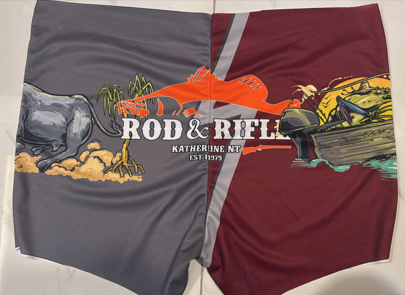 Rod and Rifle Footy Shorts Cherabin in Boat - Image 4