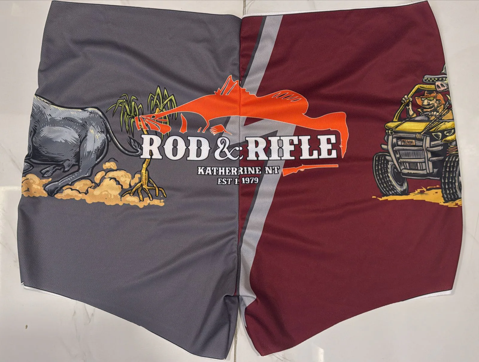 Rod and Rifle Footy Shorts Pig and Buggy - Image 5