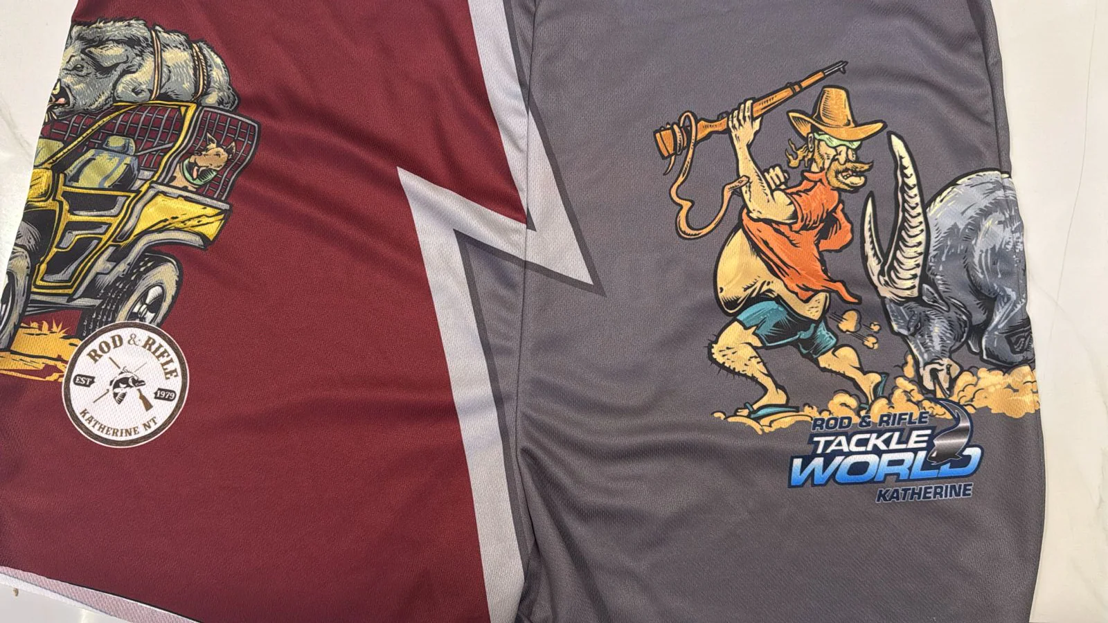 Rod and Rifle Footy Shorts Pig and Buggy - Image 6